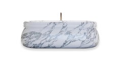 Contemporary Marble Carved Italian Sculptural Bath Tub, White Arabesco.