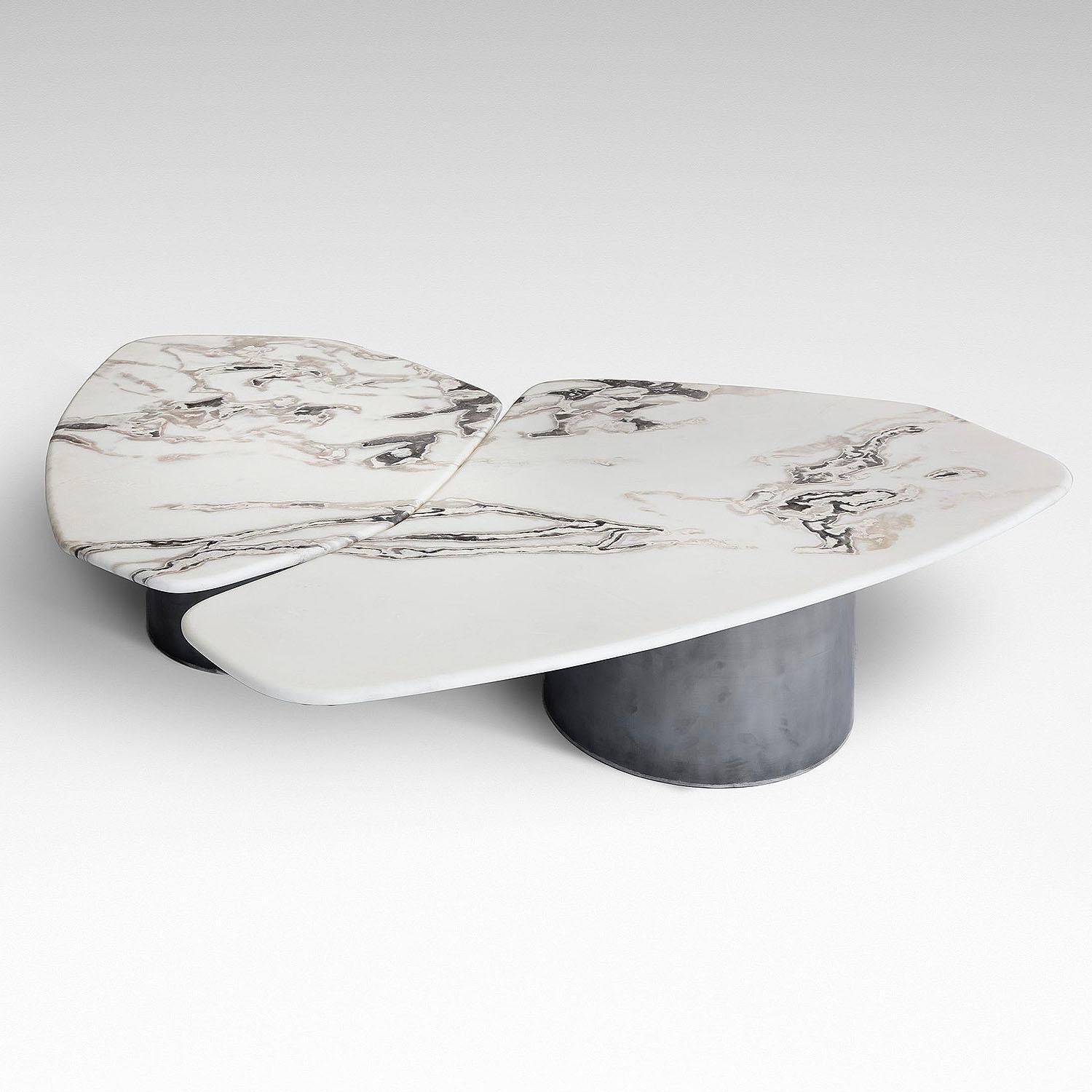 Contemporary marble coffee table - Tectra 2 by Adam Court for OKHA

Design: Adam Court

Base: patinated blue black mild steel / powdercoated mild steel
Marble Top: Nero Marquina / Verde Guatemala / Carrara / Rosso Levante / Calacatta