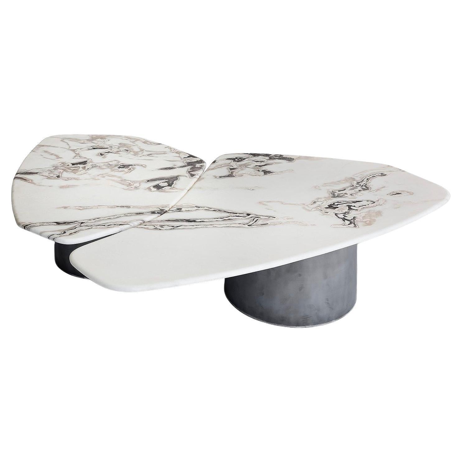 Table basse contemporaine en marbre, Tectra 2 par Adams Court pour OKHA en vente