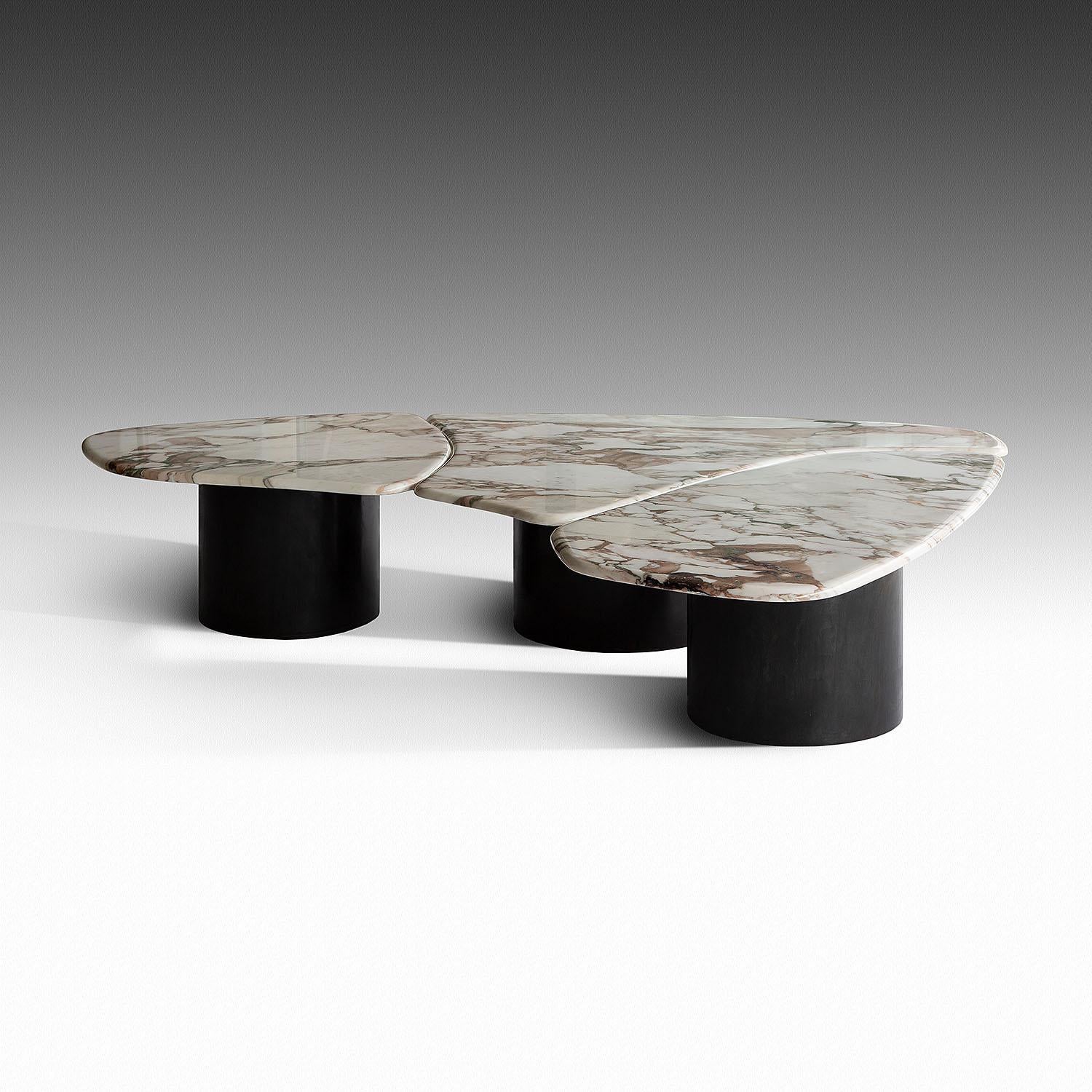 Contemporary marble coffee table - Tectra by Adam Court for OKHA

Design: Adam Court

Base: patinated blue black mild steel / powdercoated mild steel
Marble Top: Nero Marquina / Verde Guatemala / Carrara / Rosso Levante / Calacatta