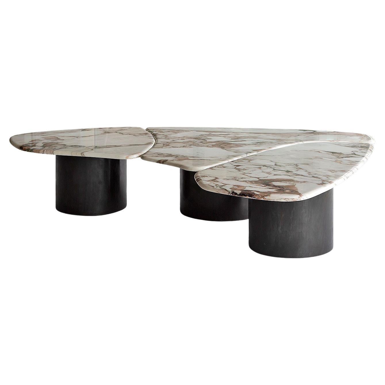 Table basse contemporaine en marbre, Tectra par Adams Court pour OKHA en vente