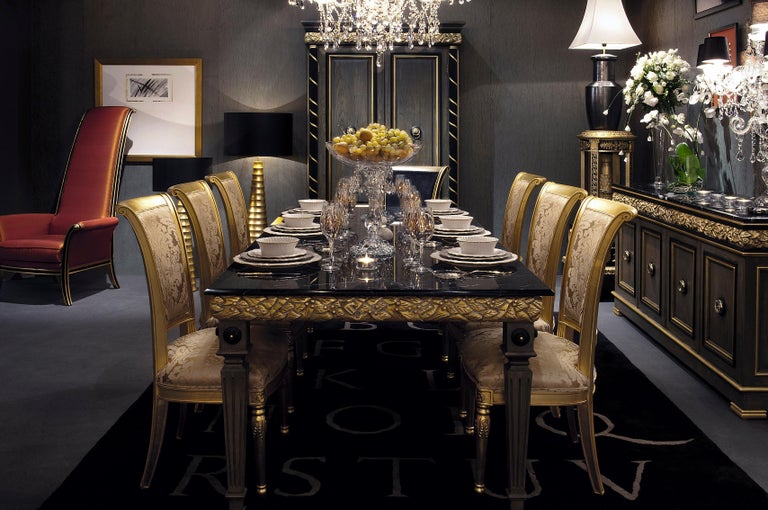 Contemporary Classic Italian Styled Black Marble Dining ...