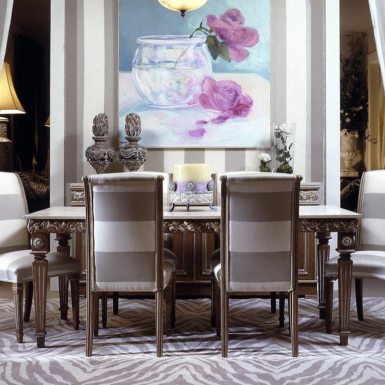 Contemporary Classic Italian Styled Black Marble Dining Table For Sale