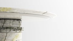 Tavolo da pranzo rotondo contemporaneo, marmo Calacatta Verde, disco traslante, Belgio