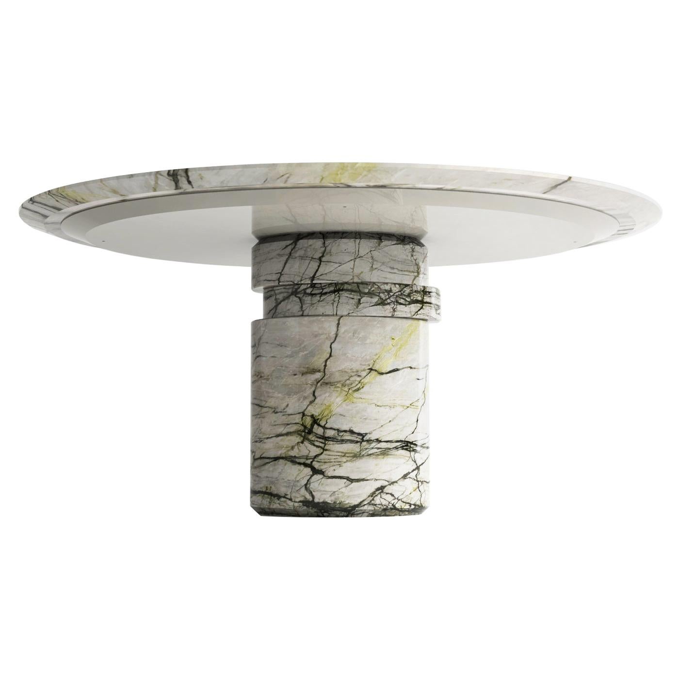 Contemporary Marble Dining Table M, Calacatta Verde, Disc Table by Barh.Design