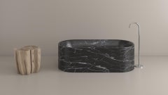 Contemporary Marble Italian Bath Tub, Nero Marquina, Carrara, Travertine