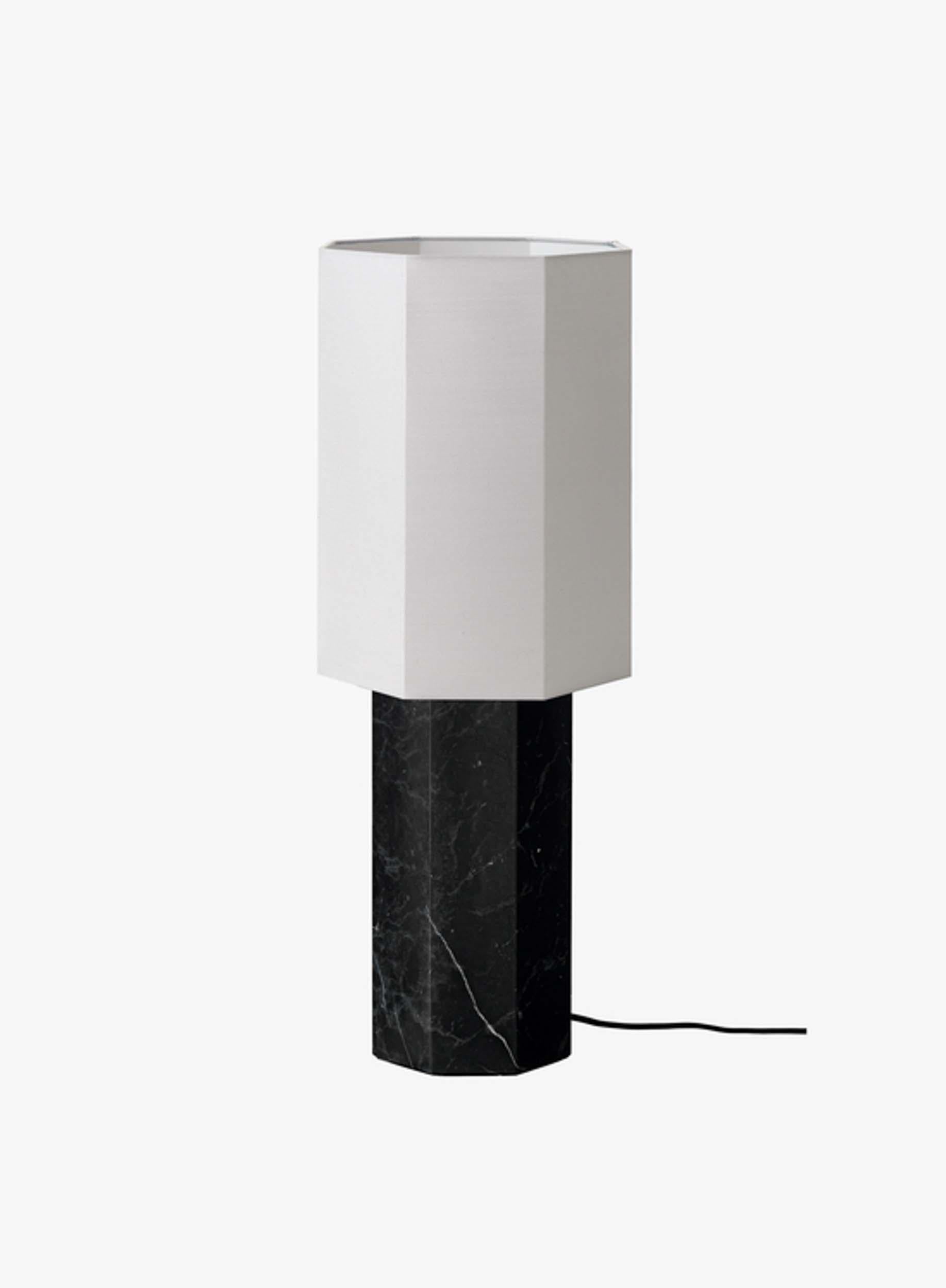 Contemporary Marble Lamp 'Eight over Eight', Large, Black / Jute White For Sale 10