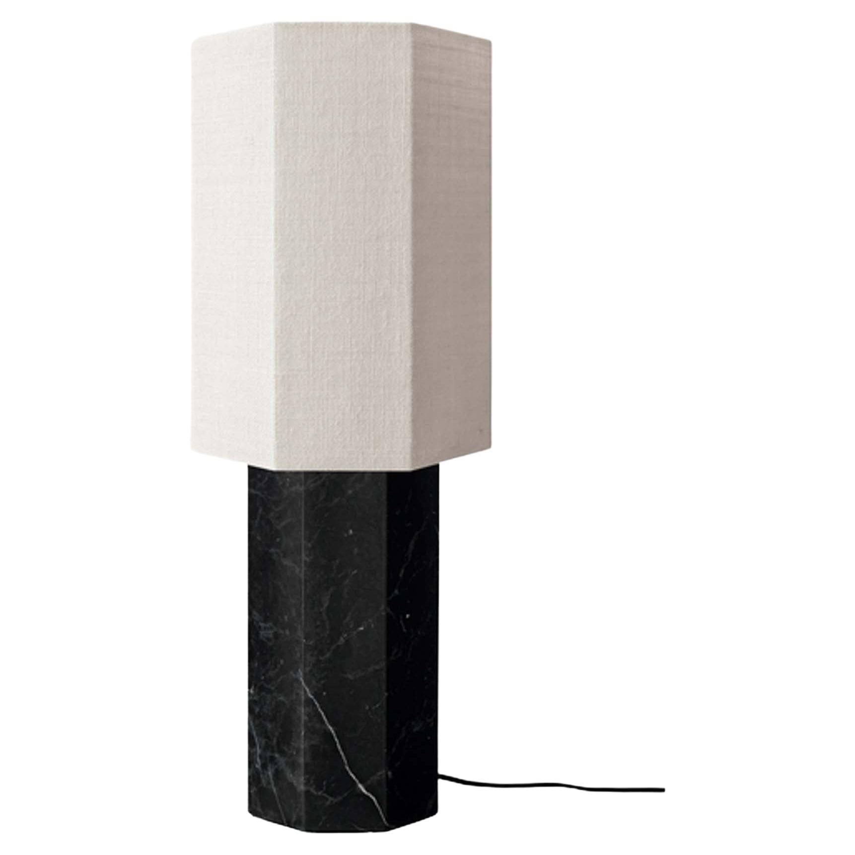 Contemporary Marble Lamp 'Eight over Eight', Large, Black / Jute White For Sale