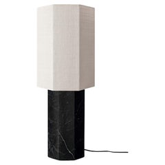 Lampe contemporaine en marbre 'Eight over Eight', grande, noire/blanc jute