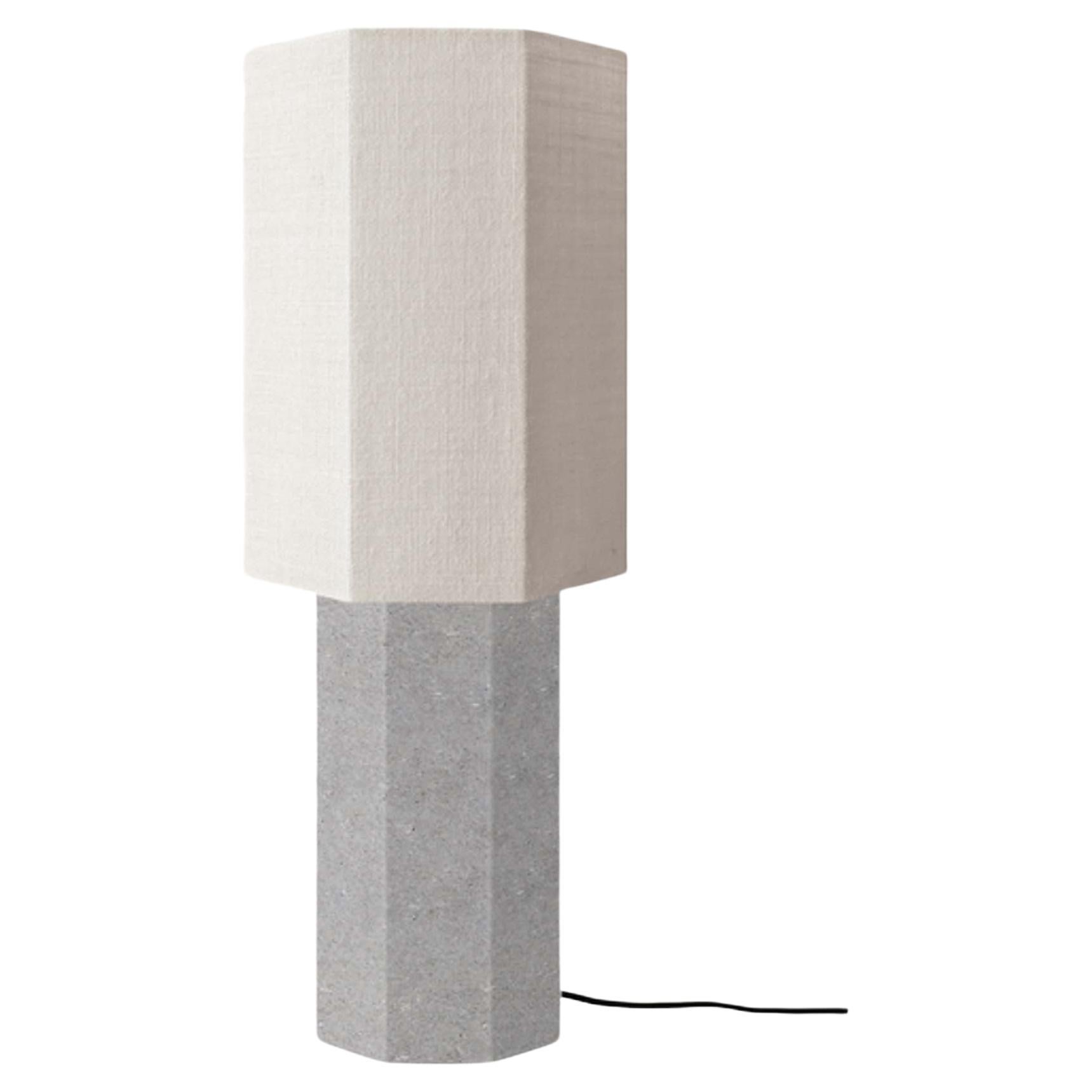 Contemporary Marble Lamp 'Eight over Eight', Large, grey / white jute For Sale