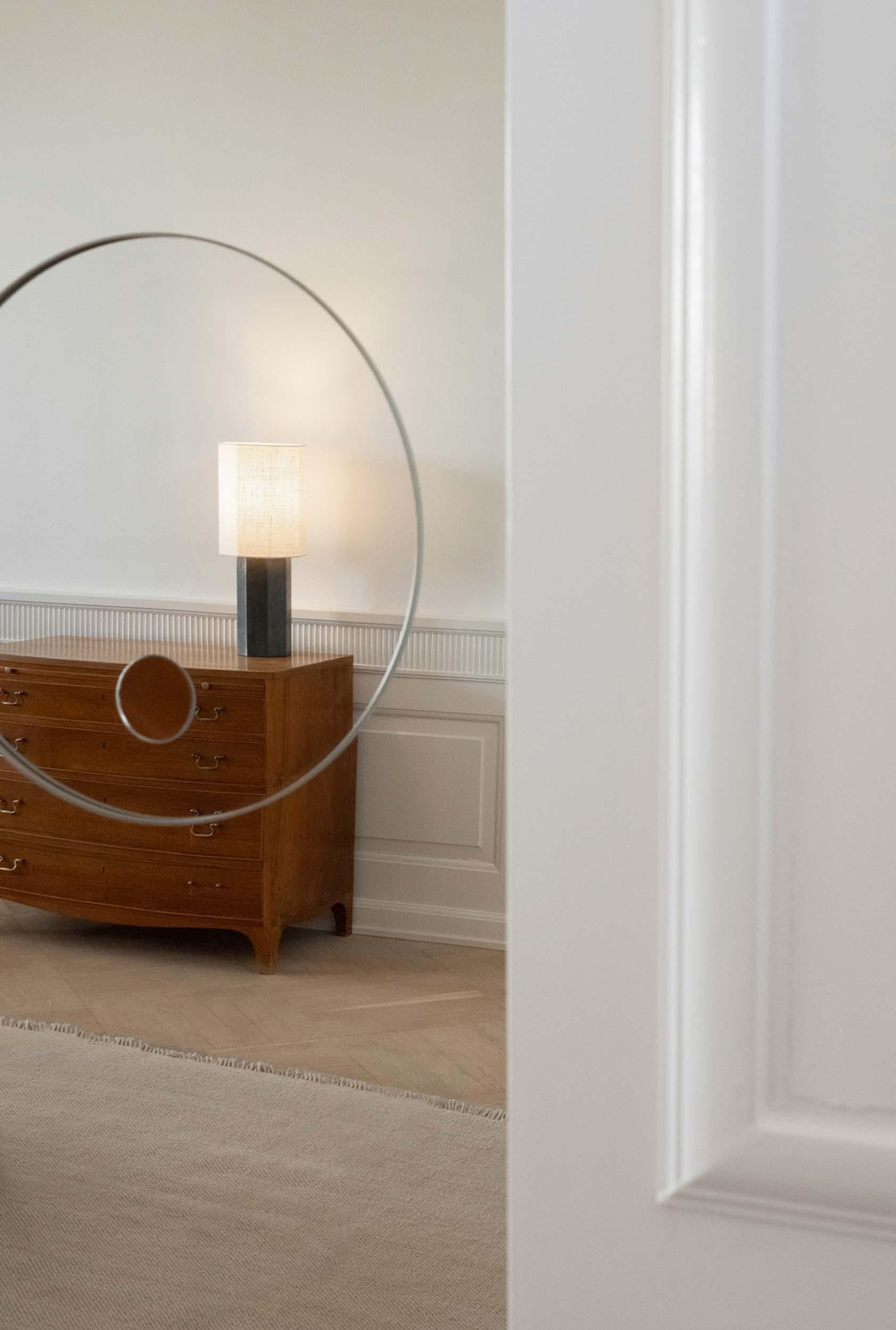 Contemporary Marble Lamp 'Eight over Eight', Large, Travertine / Jute White 5