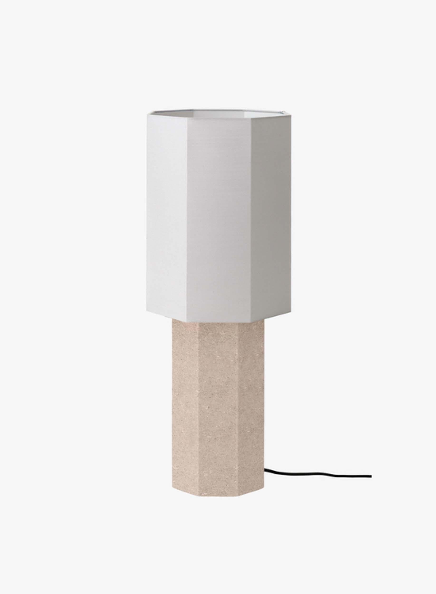 Contemporary Marble Lamp 'Eight over Eight', Large, Travertine / Jute White For Sale 7