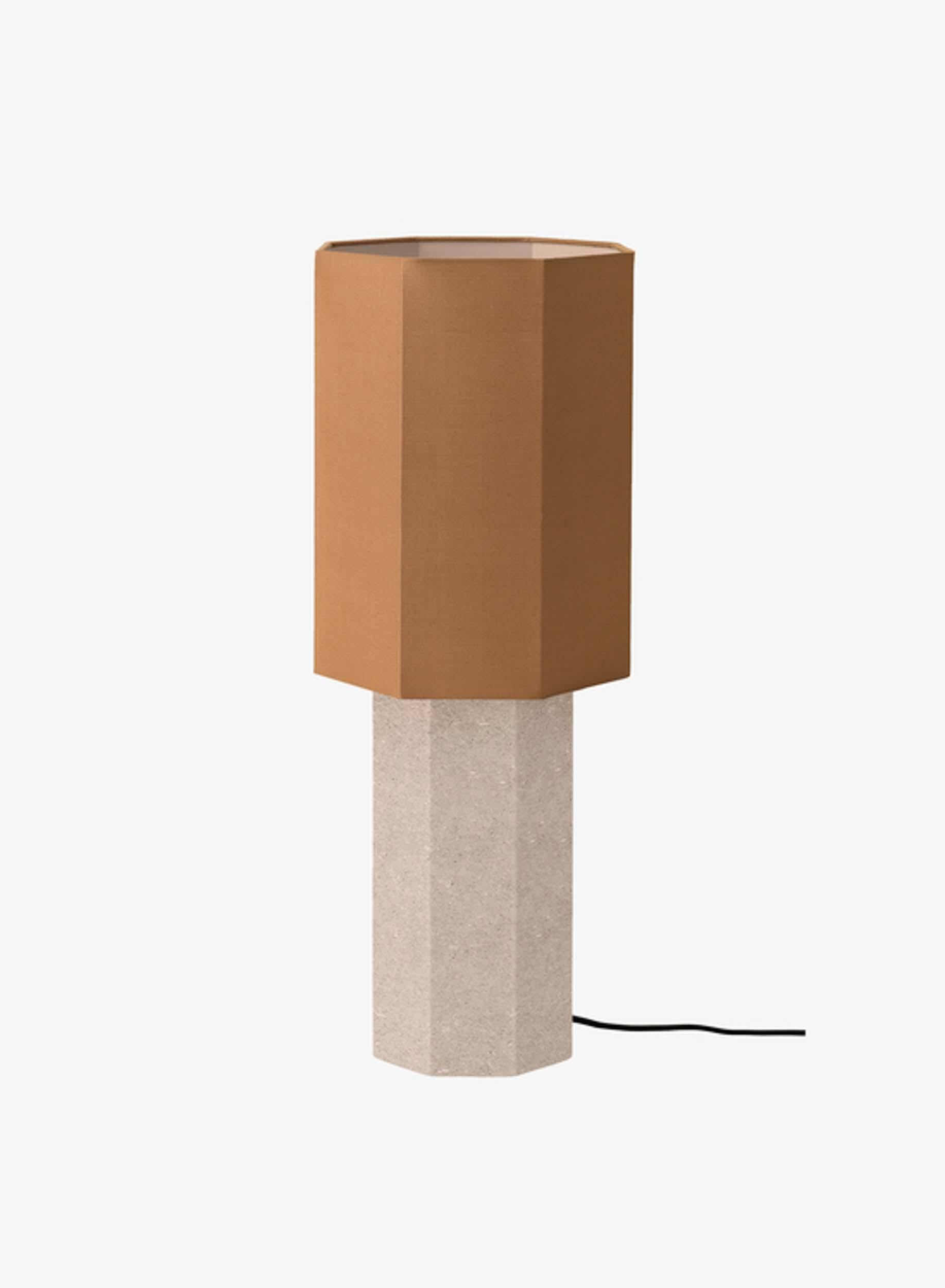 Contemporary Marble Lamp 'Eight over Eight', Large, Travertine / Jute White 8