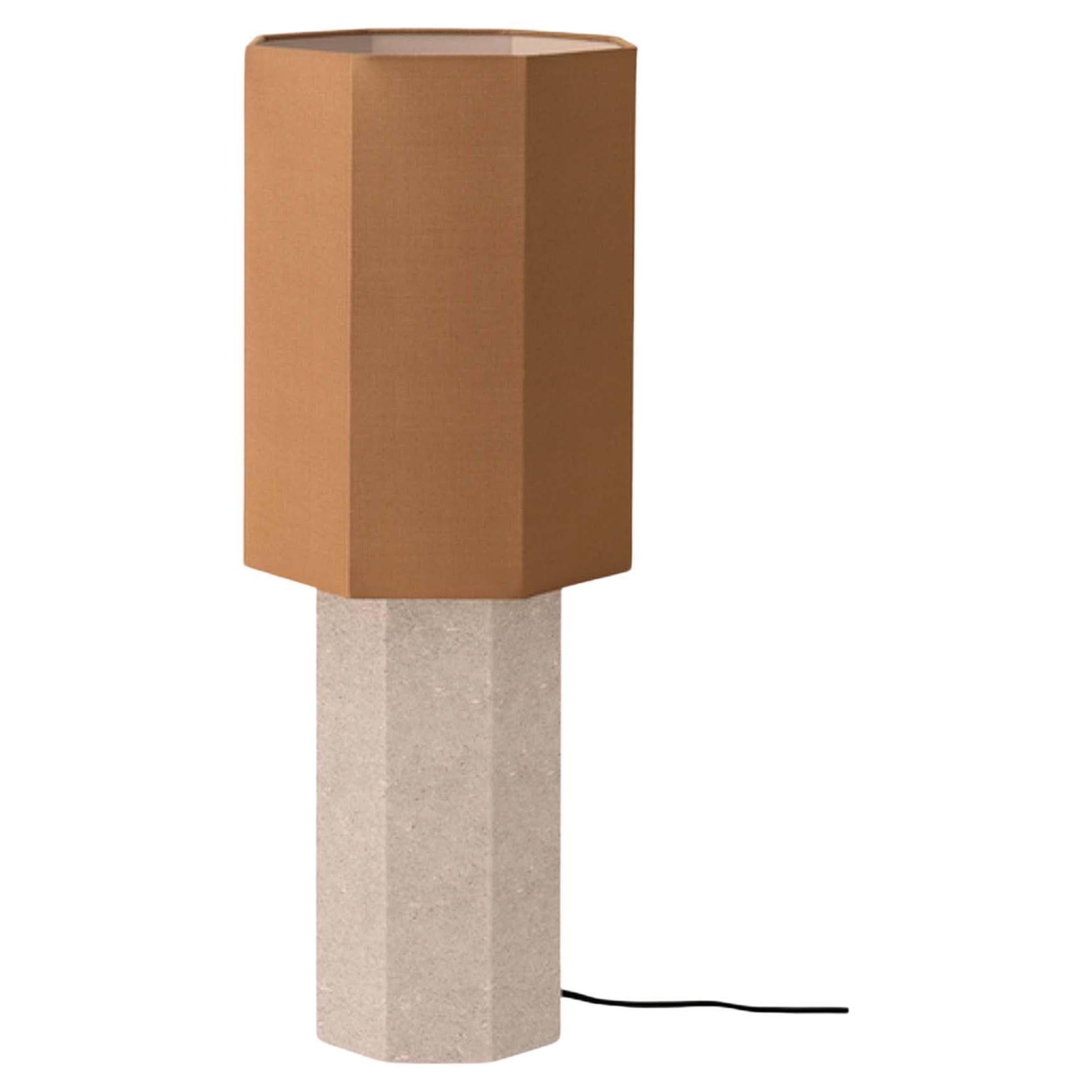Contemporary Marble Lamp 'Eight over Eight', Large, Travertine / Ocre For Sale