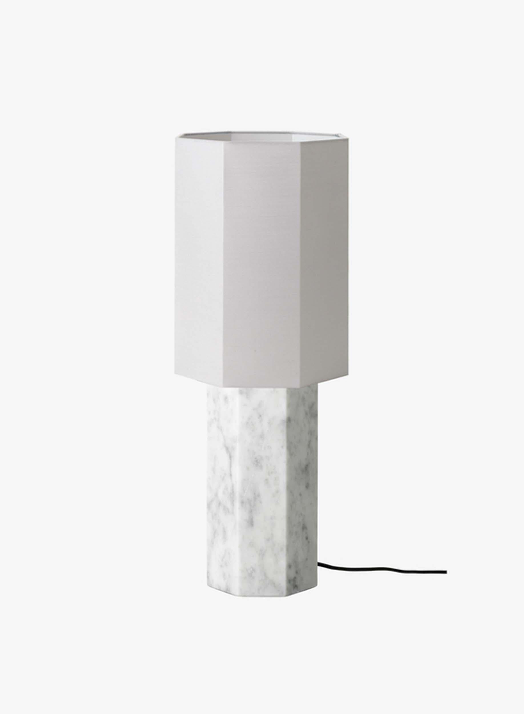 Table Lamp 'The Eight over Eight' by Louise Roe 

Designed in Denmark and manufactured in Italy.

Model shown in the picture: 
Base: White marble
Lampshade: Light grey 

Dimensions : 
Height: 60 cm
Diameter: 21.5 cm

Louise Roe is a Copenhagen based