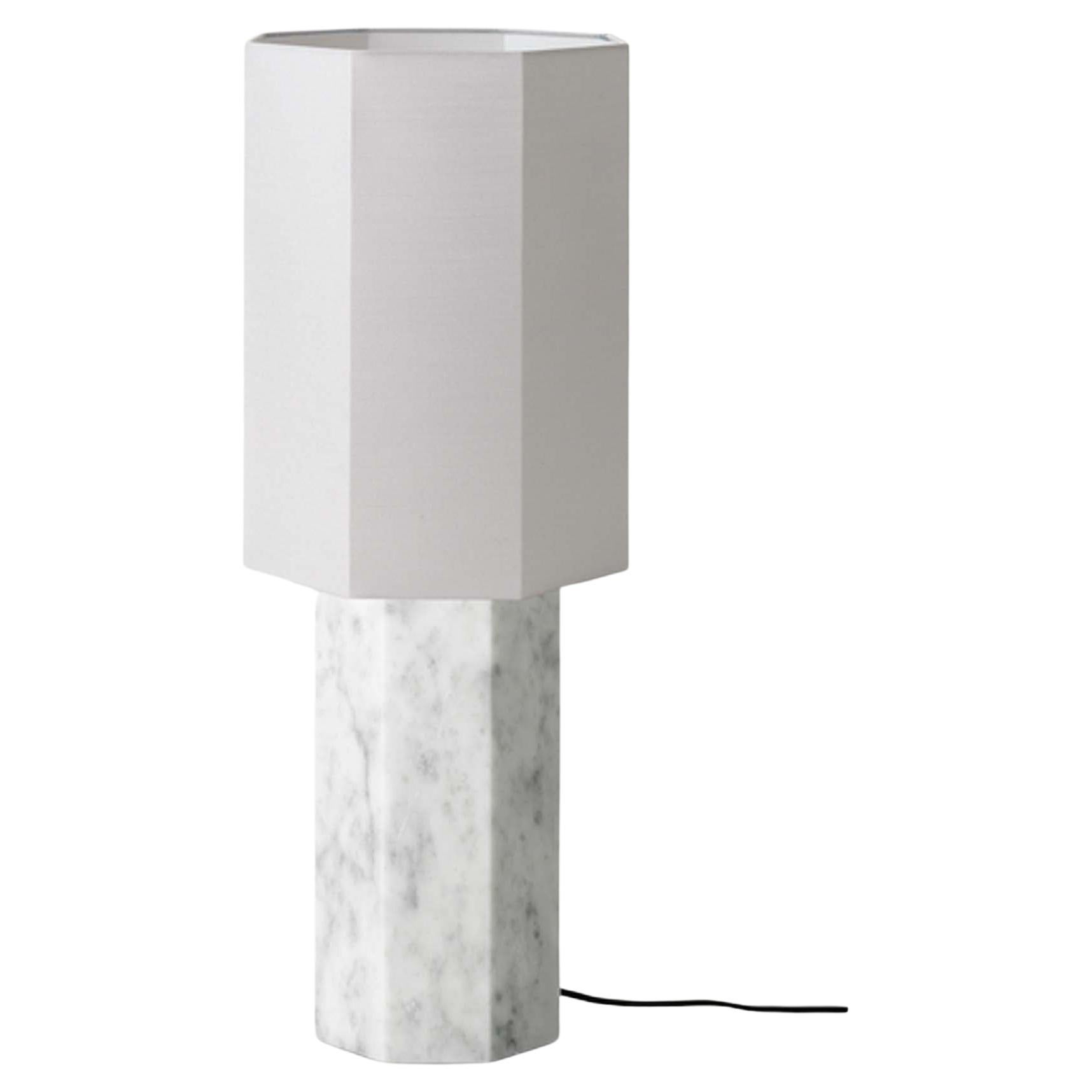 Grande lampe contemporaine en marbre « huit sur huit », blanc/gris