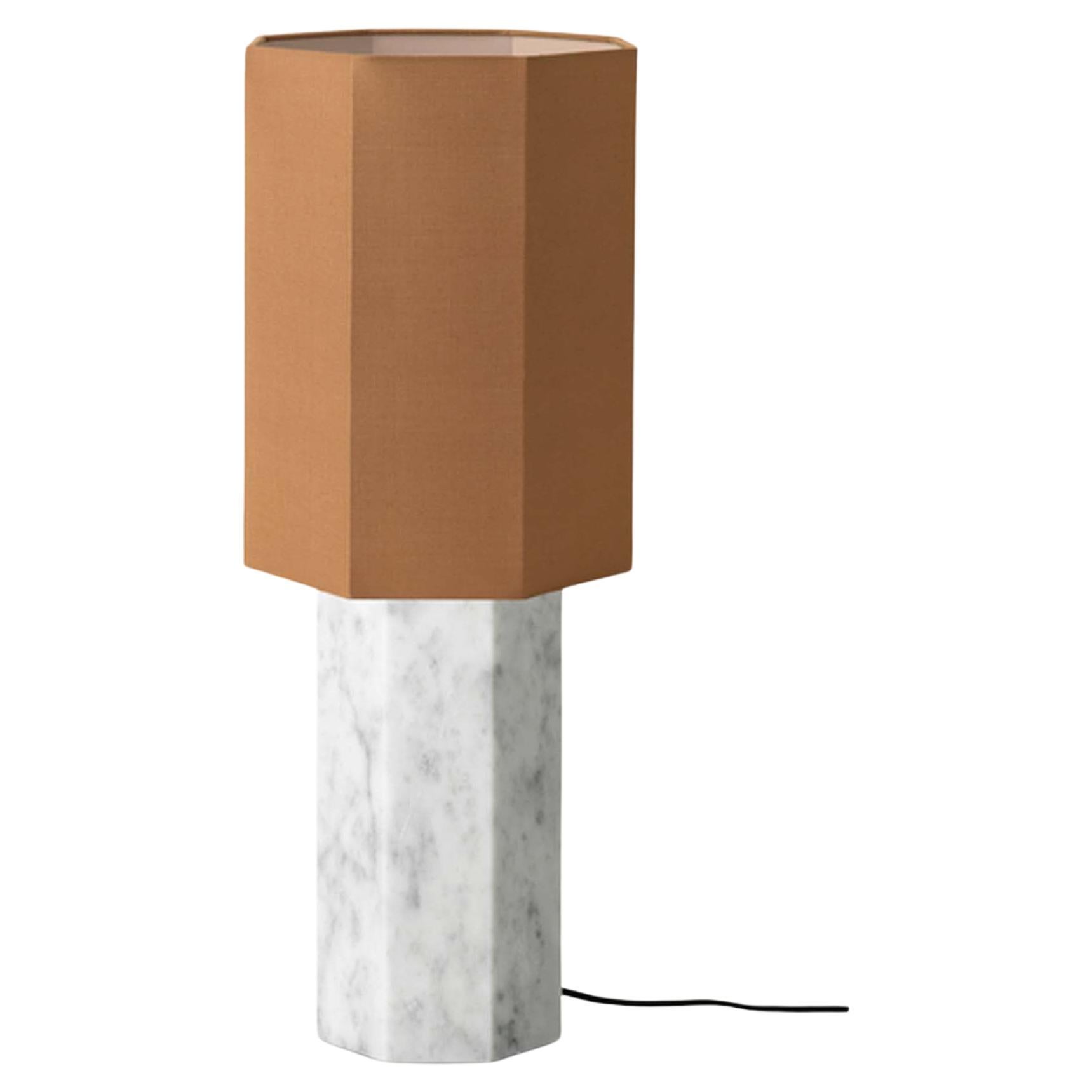 Contemporary Marble Lamp 'Eight over Eight', Large, White / Ocher For Sale