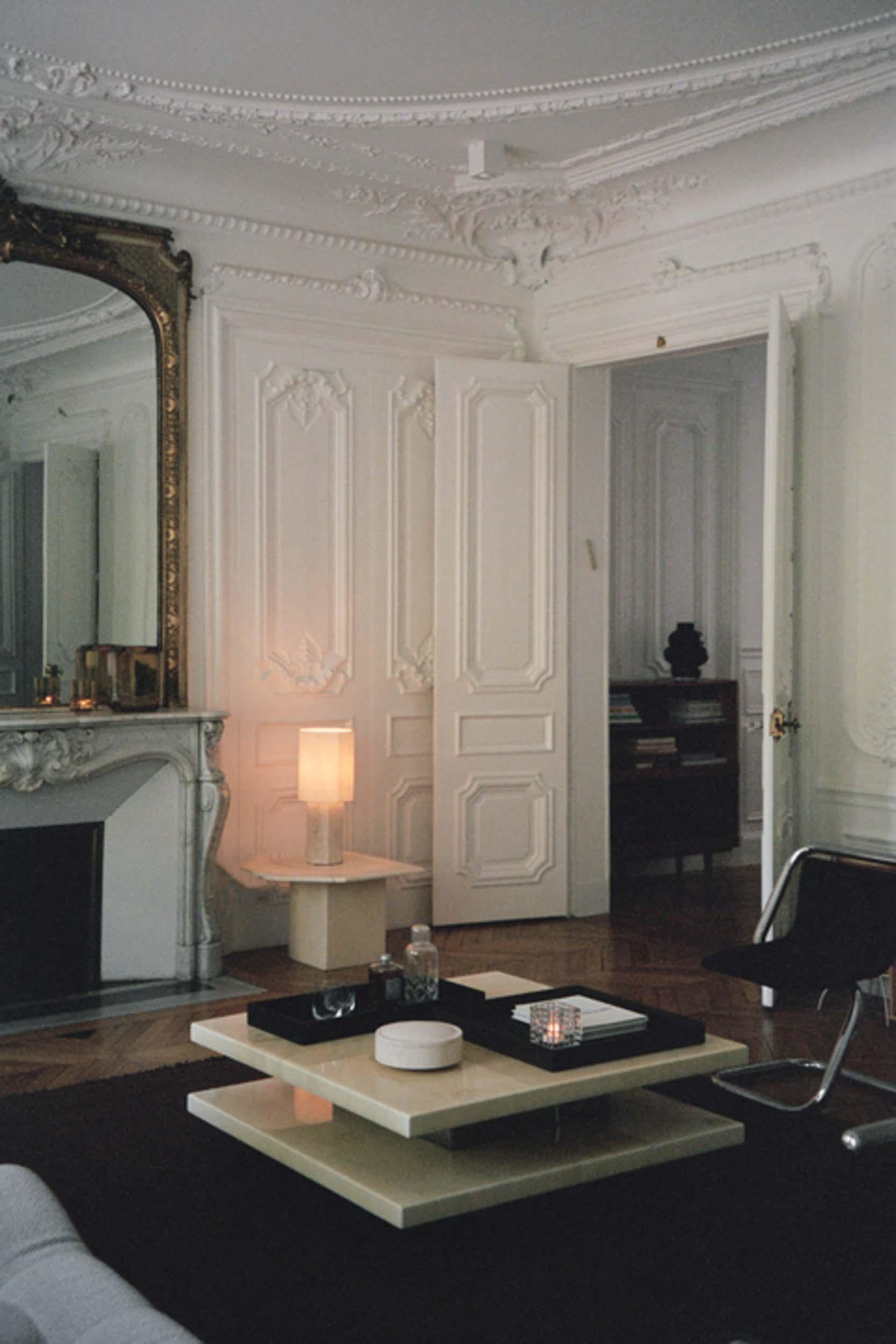 XXIe siècle et contemporain Lampe contemporaine en marbre 'Eight over Eight' ( huit sur huit), petite, noire/blanc jute en vente
