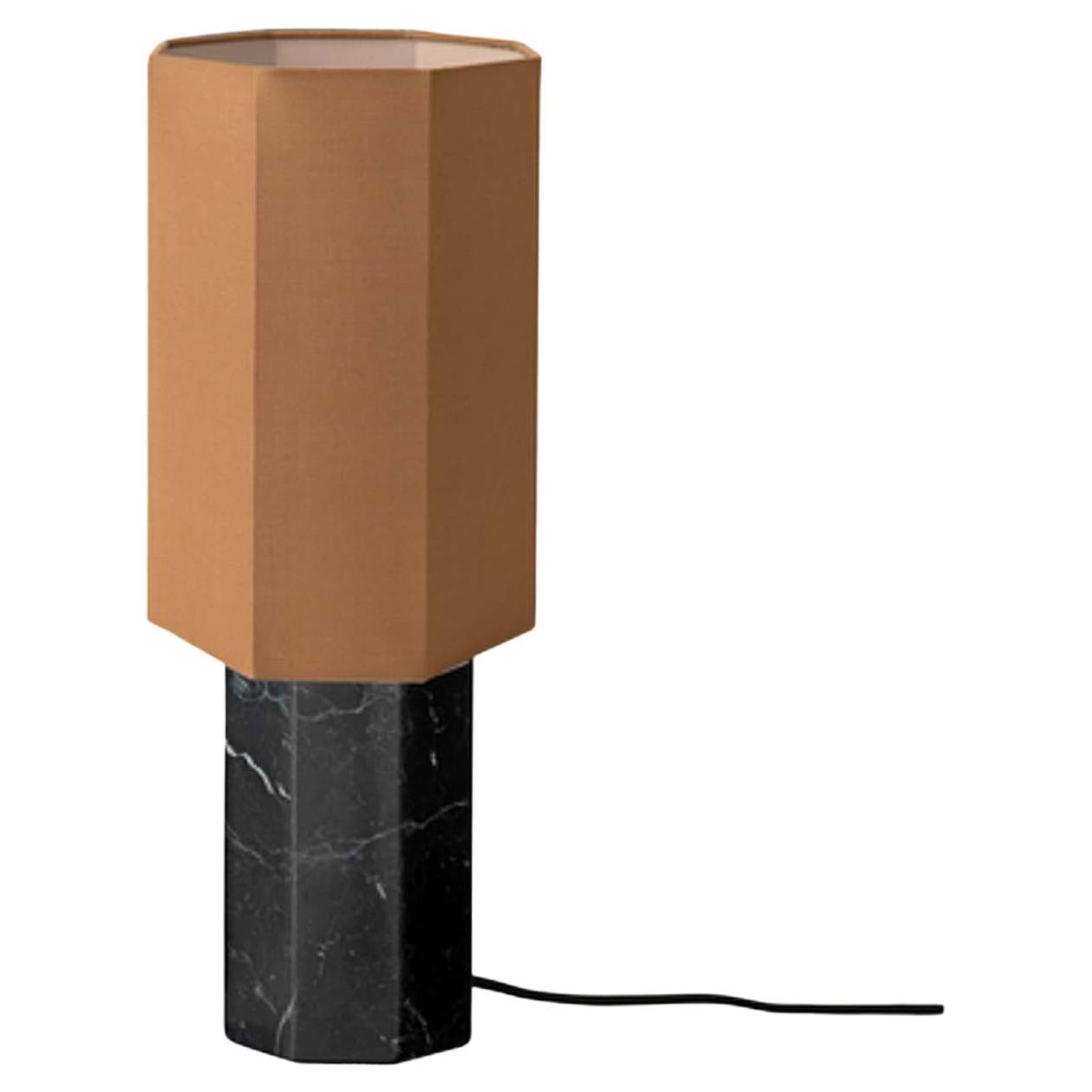 Lampe contemporaine en marbre 'Eight over Eight' ( huit sur huit), petite, noire/ocre