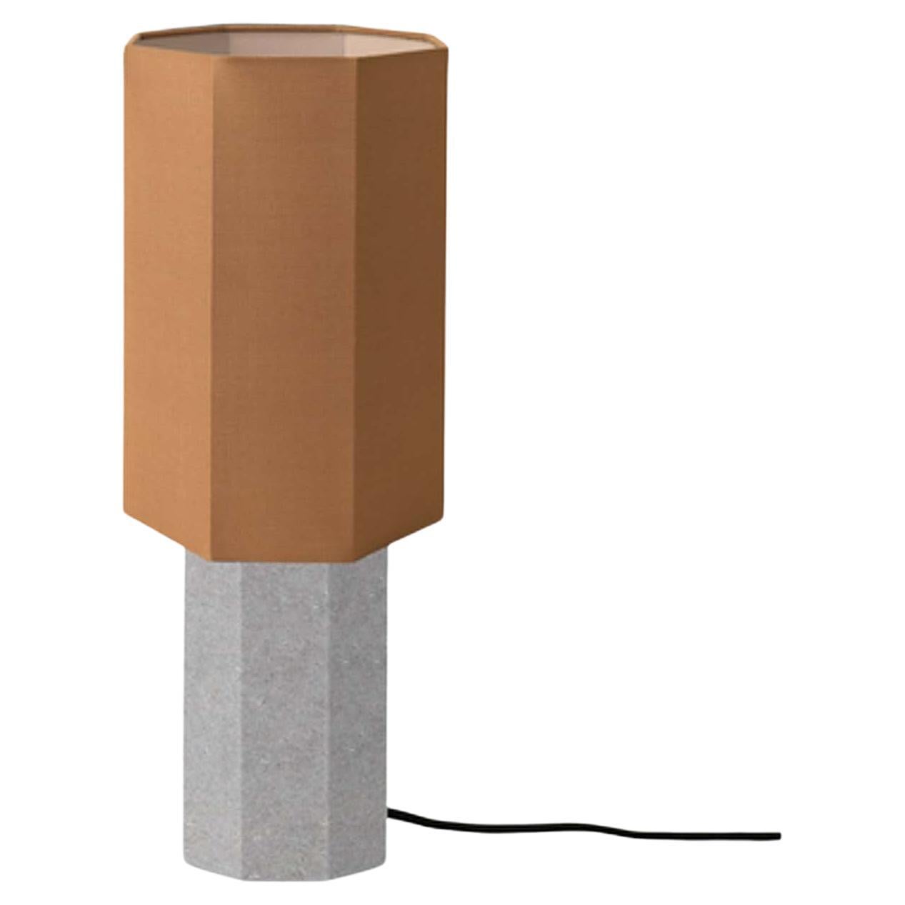 Lampe contemporaine en marbre 'Eight over Eight', petite, grise/ocre en vente