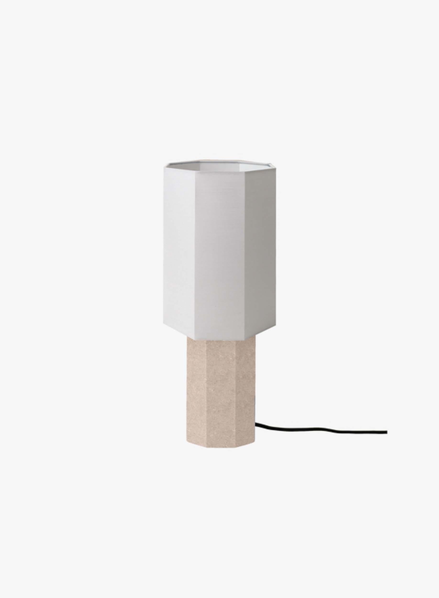 Contemporary Marble Lamp 'Eight over Eight', Small, Travertine / Jute White For Sale 7