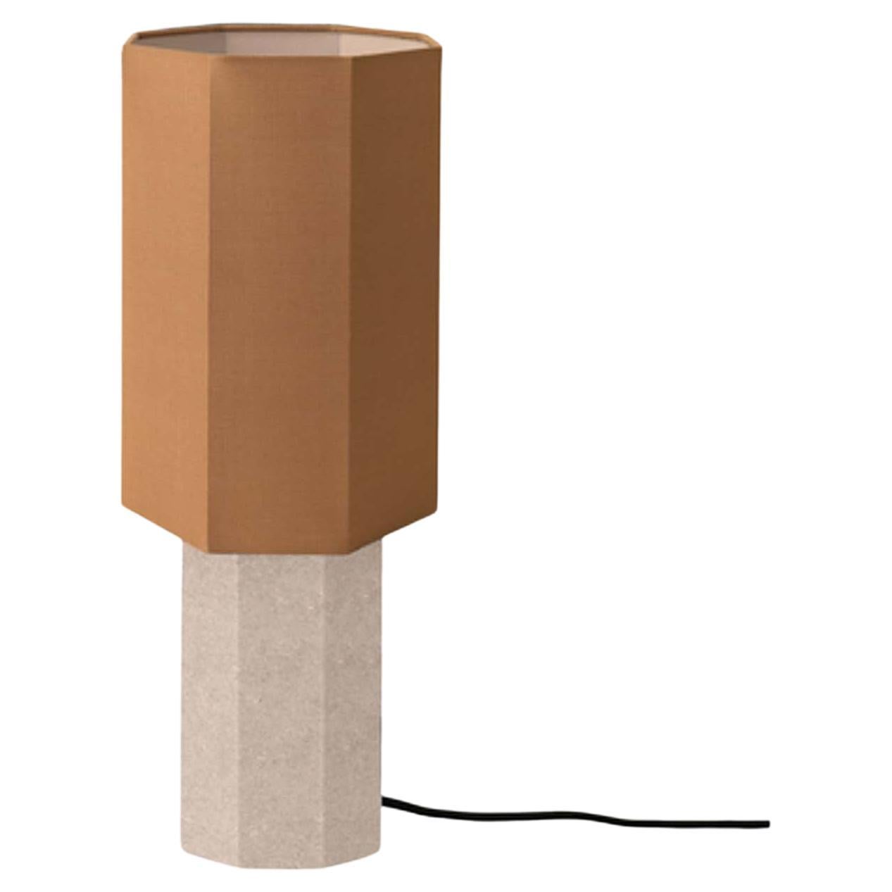 Contemporary Marble Lamp 'Eight over Eight', Small, Travertine / Ocre For Sale