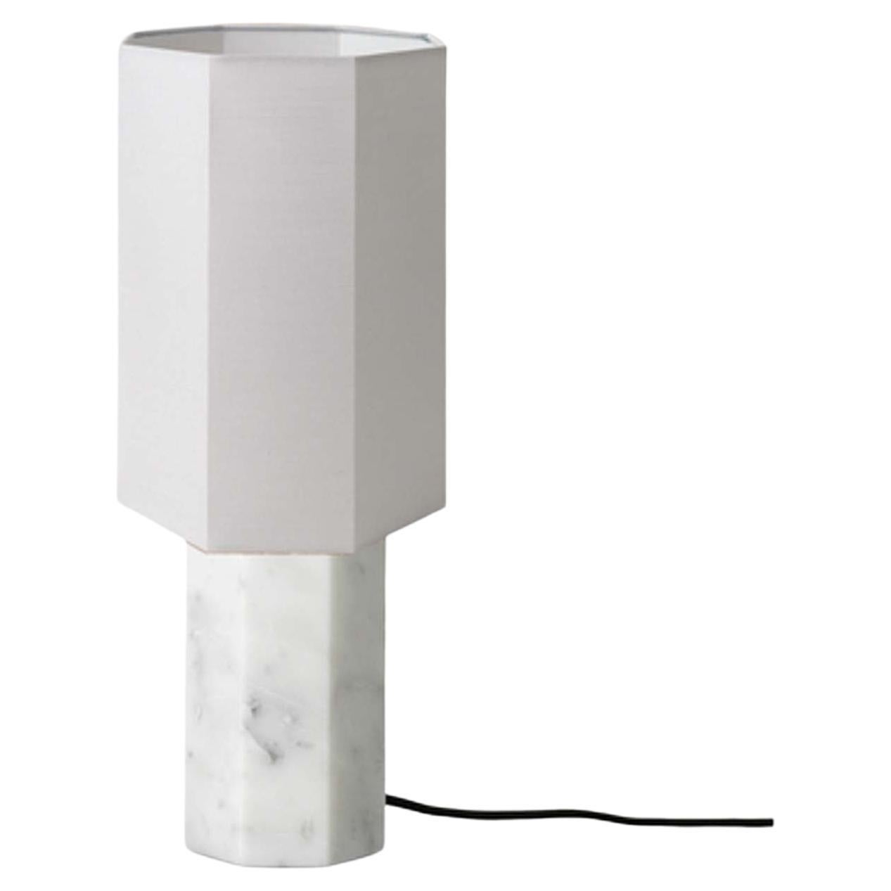 Lampe contemporaine en marbre 'Eight over Eight' ( huit sur huit), petit modèle, blanc / gris