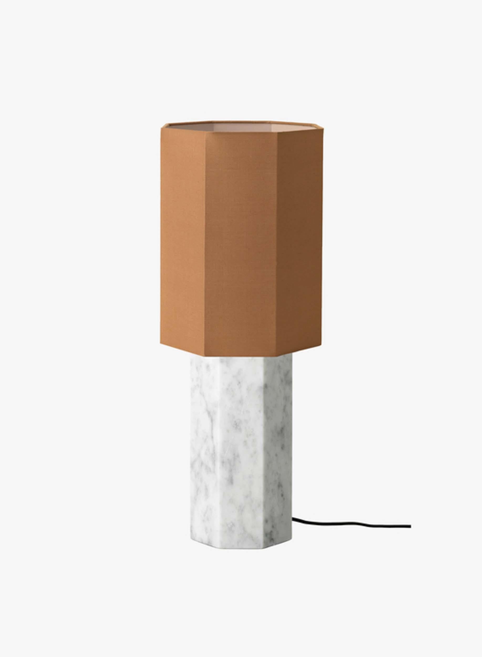 Lampe contemporaine en marbre 'Eight over Eight' ( huit sur huit), petite, blanche/ocre en vente 2