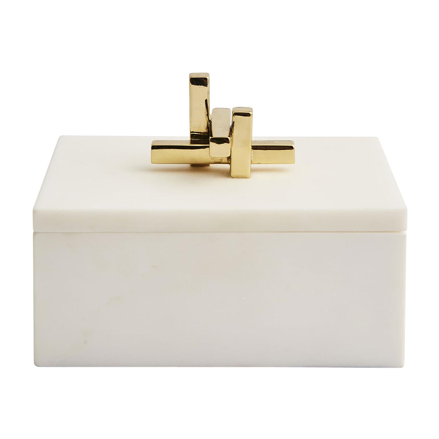 Contemporary Marble Metropolis Box with Brass Handle by Greg Natale