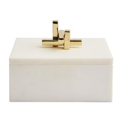 Contemporary Marble Metropolis Box with Brass Handle by Greg Natale