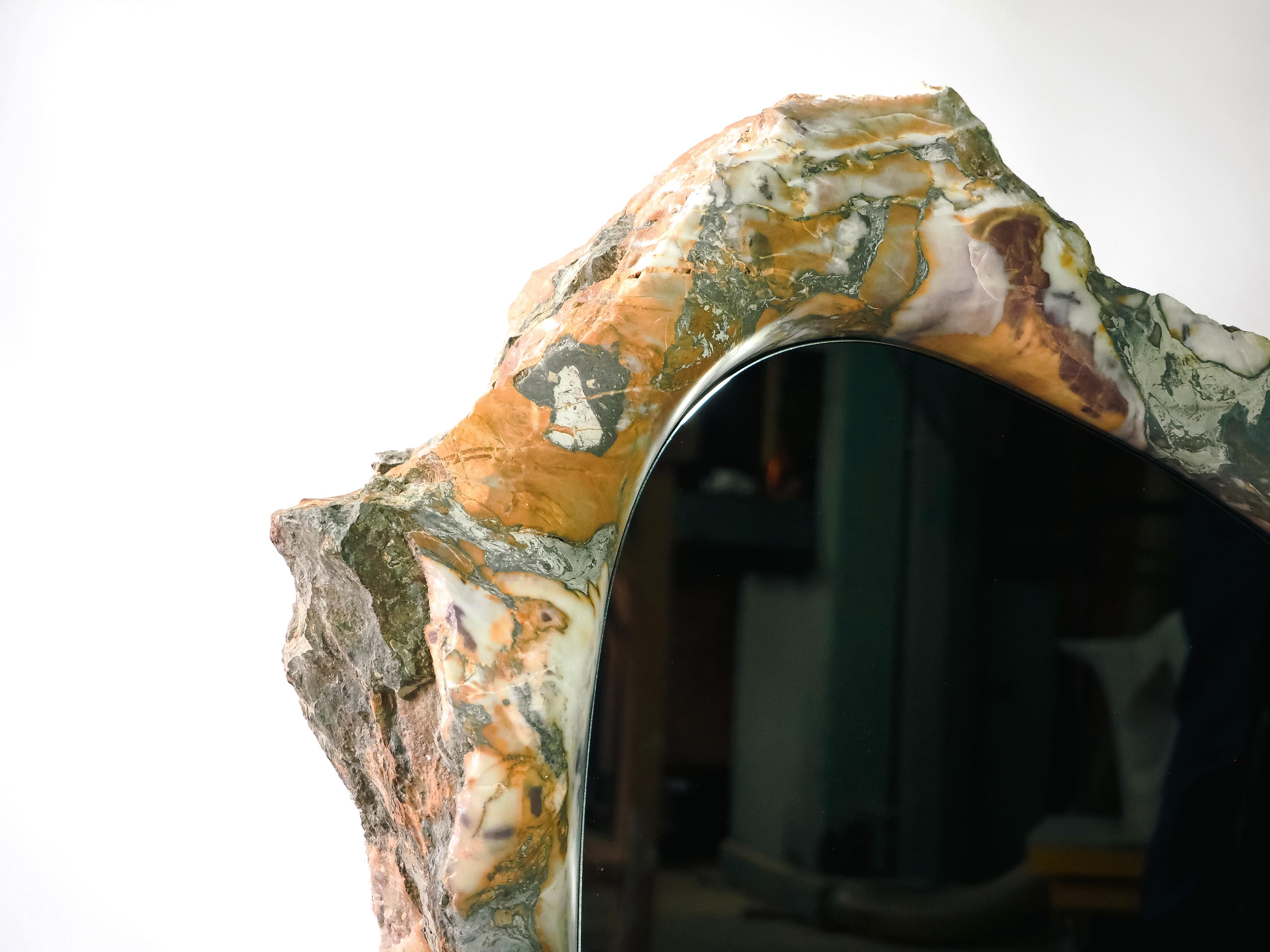French Contemporary marble Rift Mirror by tom jablin For Sale
