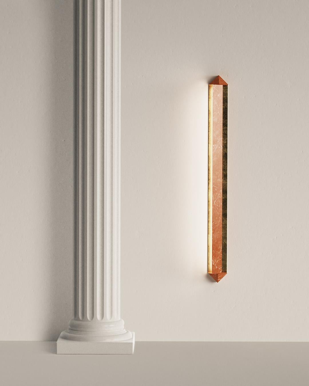 Brass Contemporary Marble Roebling Wall Sconce by Astraeus Clarke Made in Brooklyn, NY For Sale