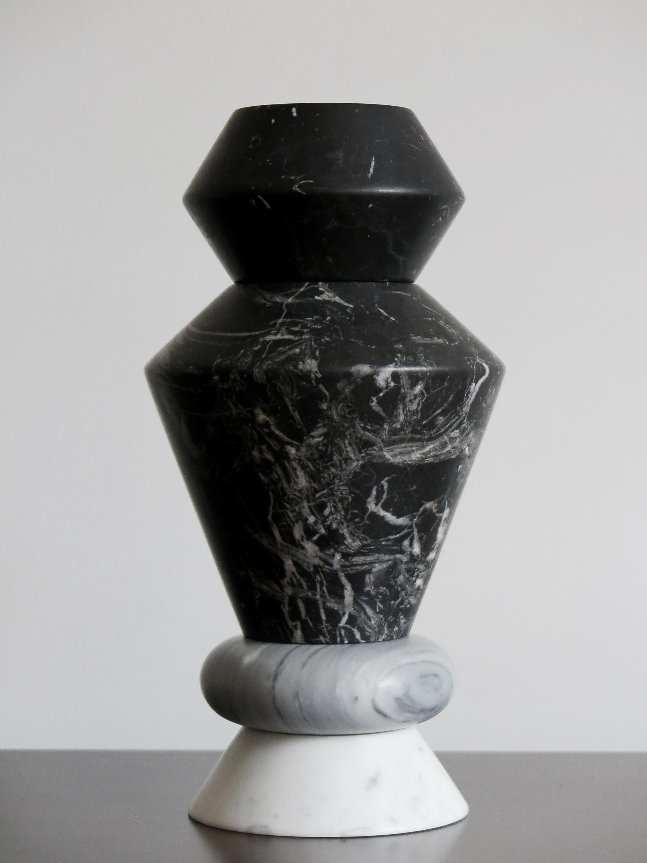 Italian Contemporary Marble Sculpture, Candleholders, Flower Vase 
