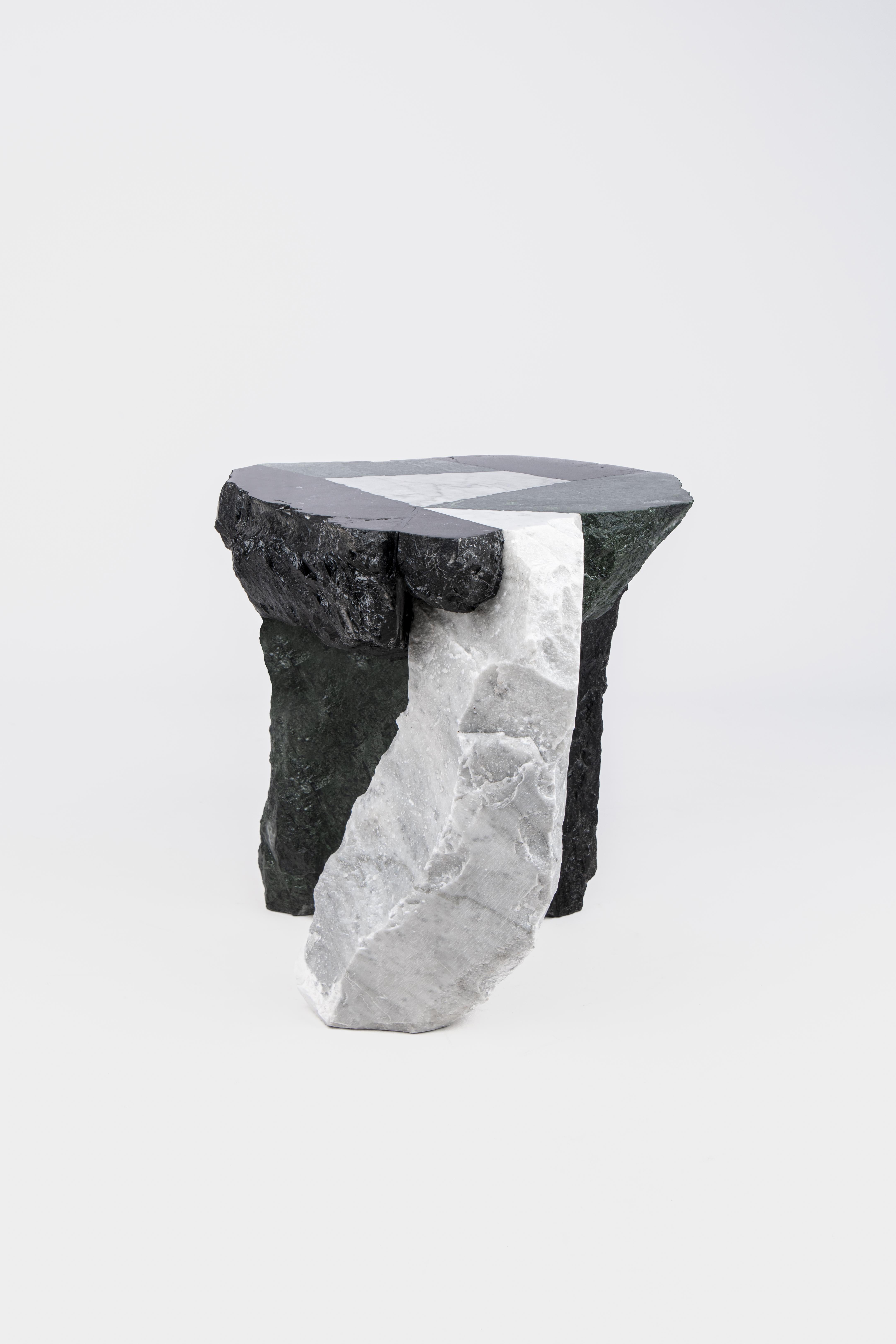 Italian Contemporary Marble Side Table in Recovered Stone  For Sale