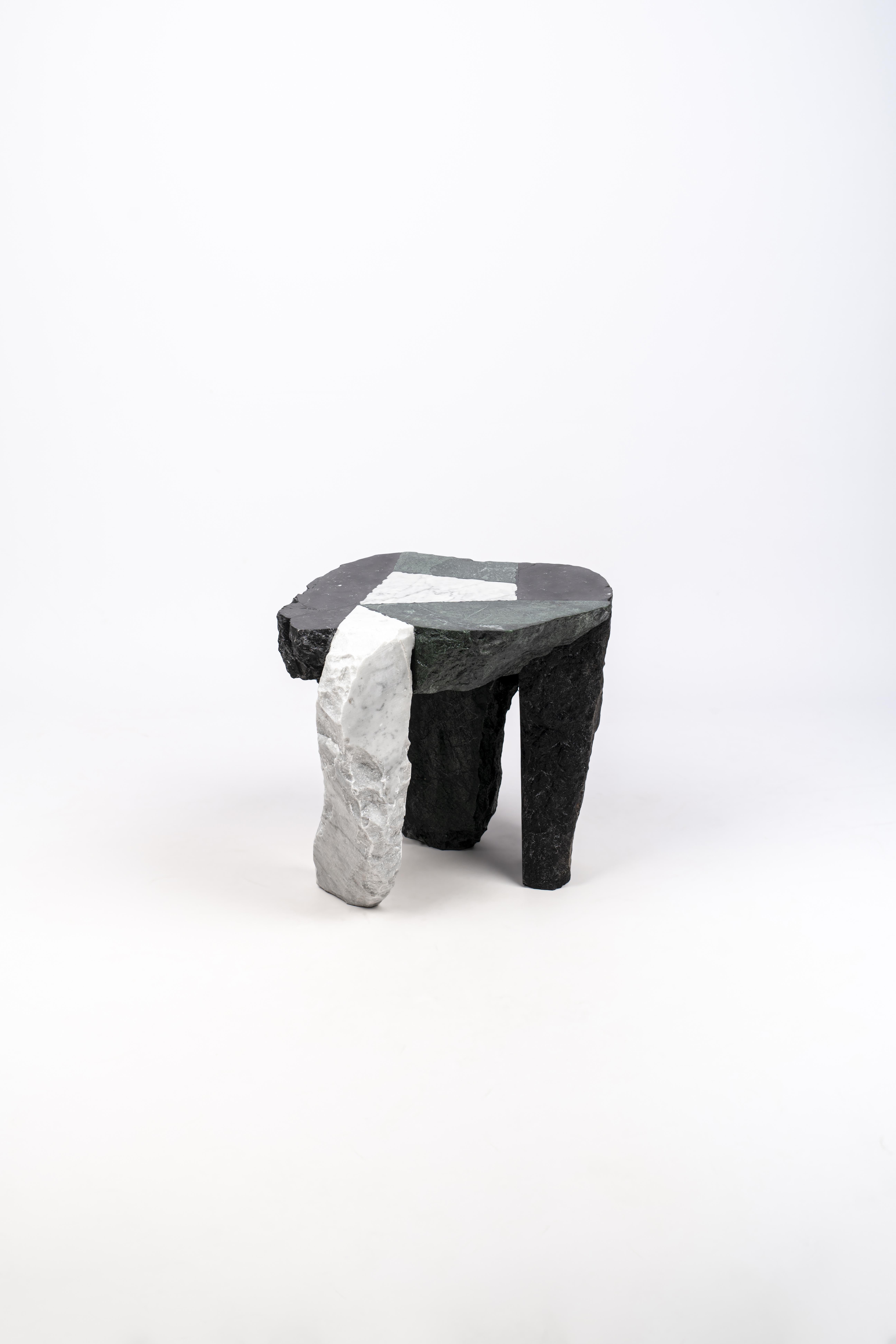 Contemporary Marble Side Table in Recovered Stone  For Sale 3