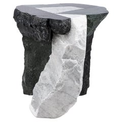 Contemporary Marble Side Table in Recovered Stone by Millim Studio
