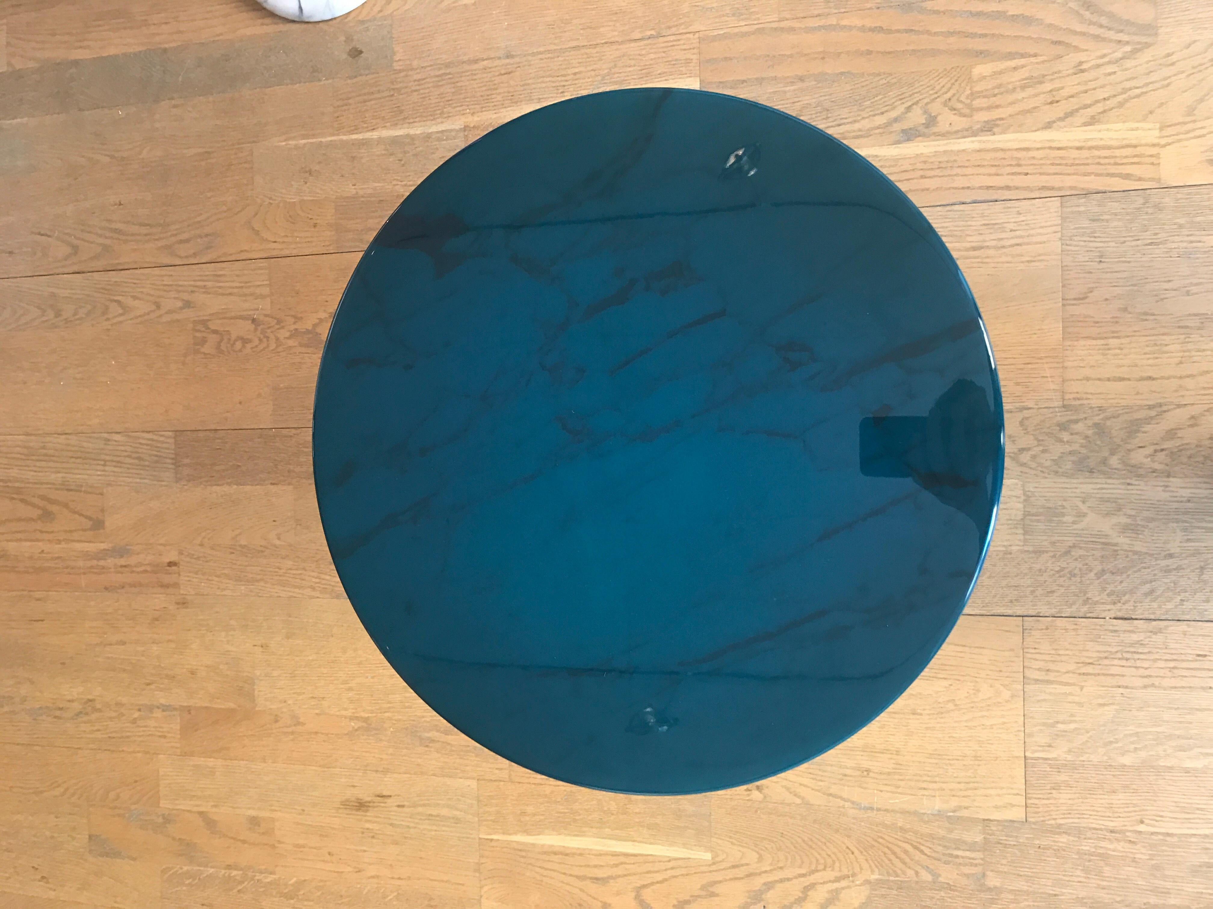 Modern Contemporary Marble Table by Nick Ross, White Lies, Blue or Green