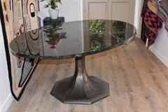 Contemporary marble top and iron dining table