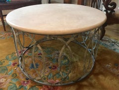Contemporary Marble-Top Coffee Table with Metal Base