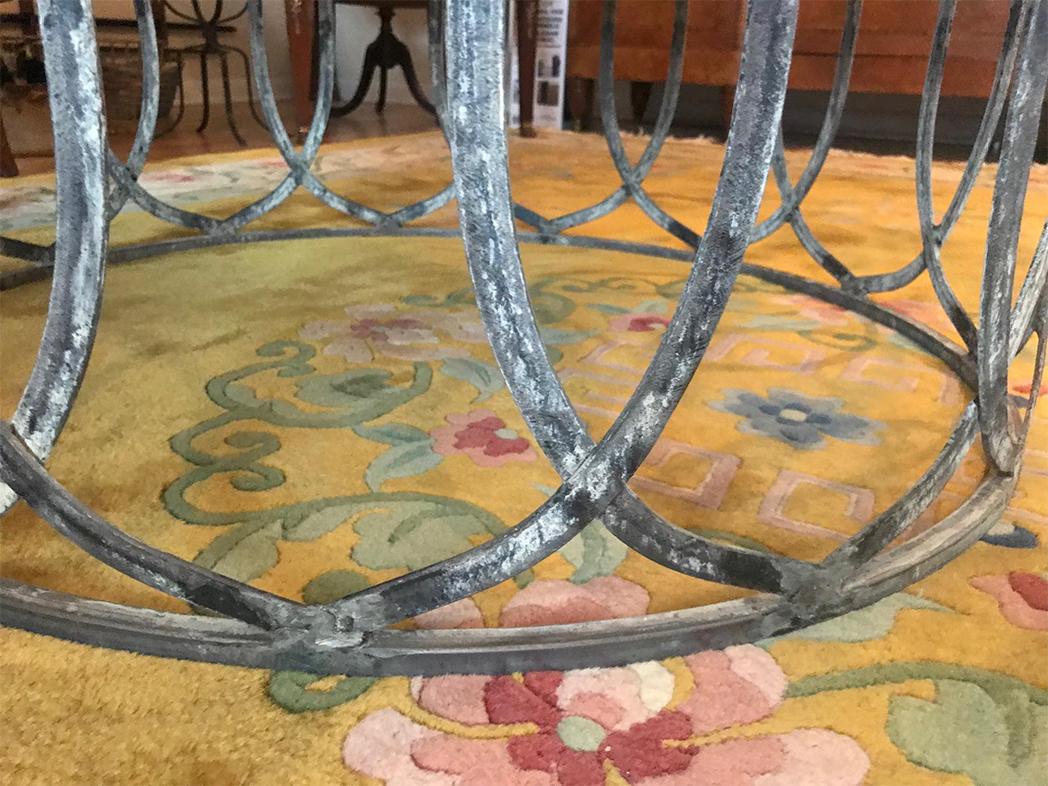 Contemporary Marble-Top Coffee Table with Metal Base For Sale 3