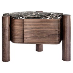 Contemporary Marble & Wood Side Table, Villa Bed Pedestal by Adam Court for Okha