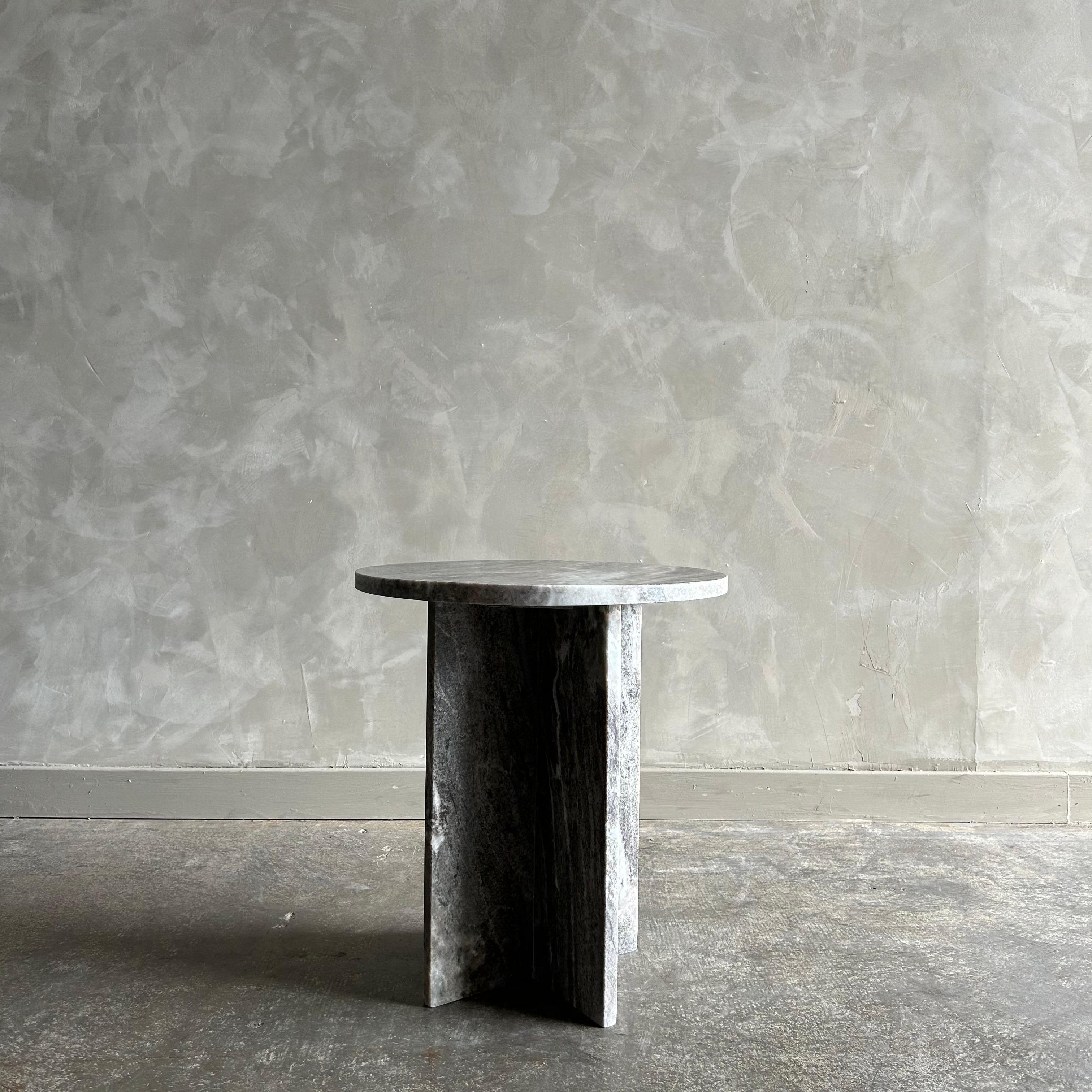 Contemporary Marble X Base Side Table  In New Condition For Sale In Brea, CA