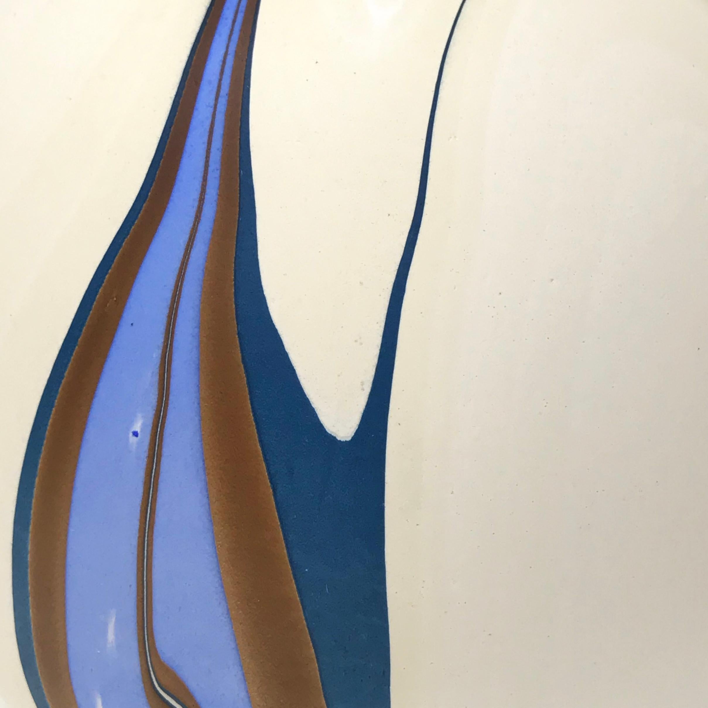 Organic Modern Contemporary Marbled Dione Bud Vase in Cream, Blue and Brown by Elyse Graham