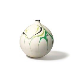 Contemporary Marbled Green and Cream Enceladus Vase by Elyse Graham