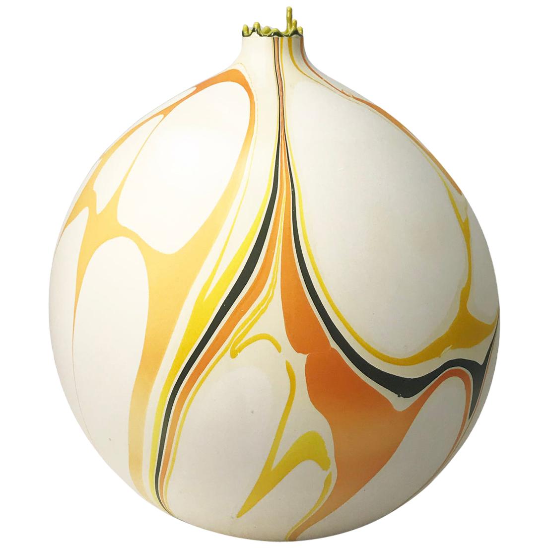 Contemporary Marbled Orange and Cream Rhea Vase by Elyse Graham