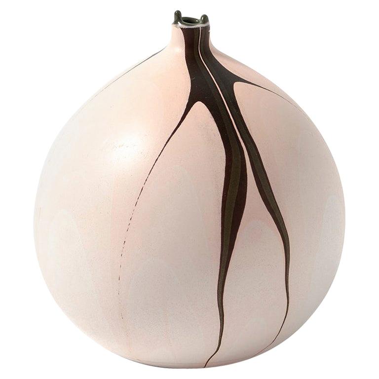 Contemporary Marbled Thames Vase in Peach by Elyse Graham