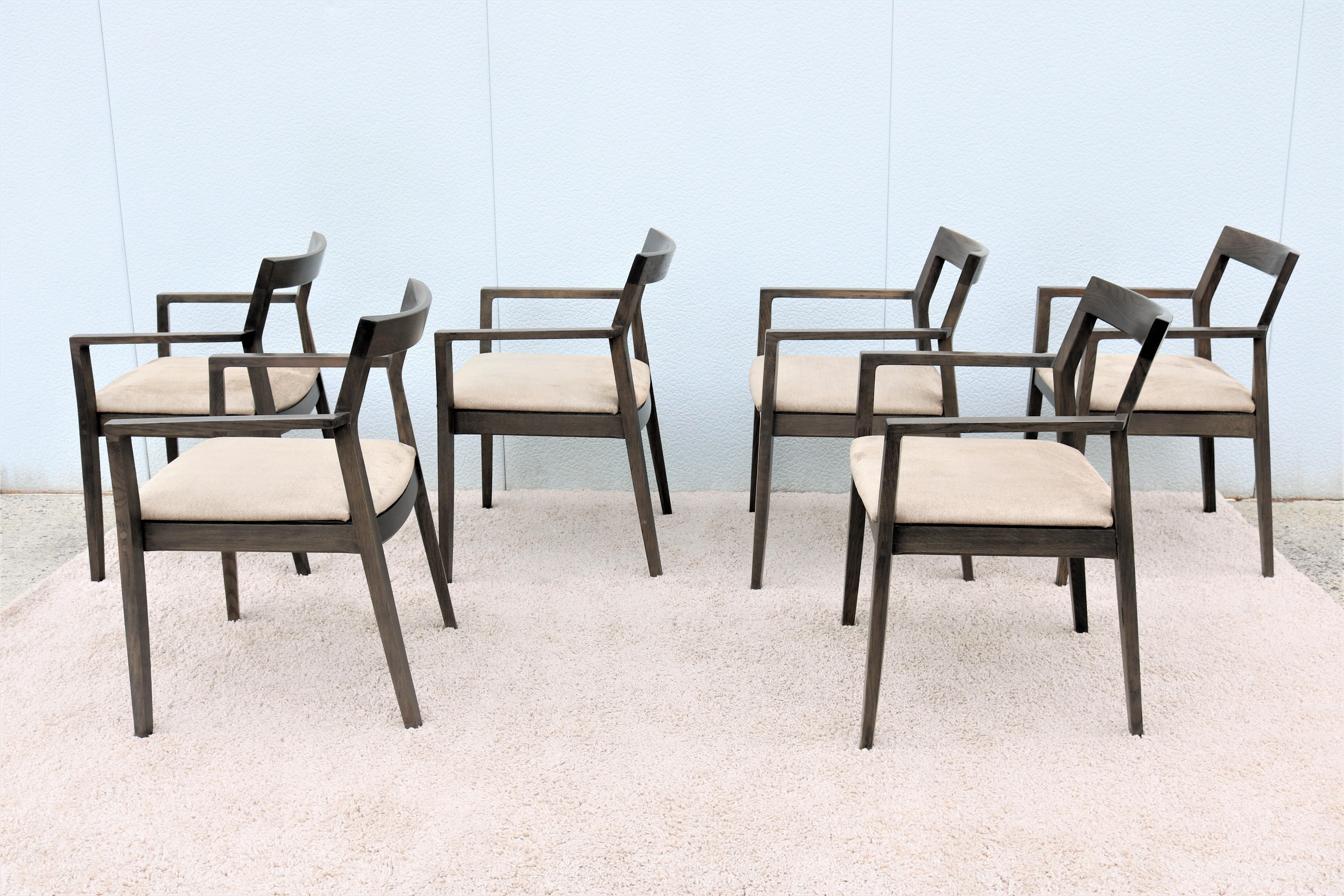 Contemporary Marc Krusin for Knoll Krusin Wood Side Dining Armchair, Set of 6 For Sale 4