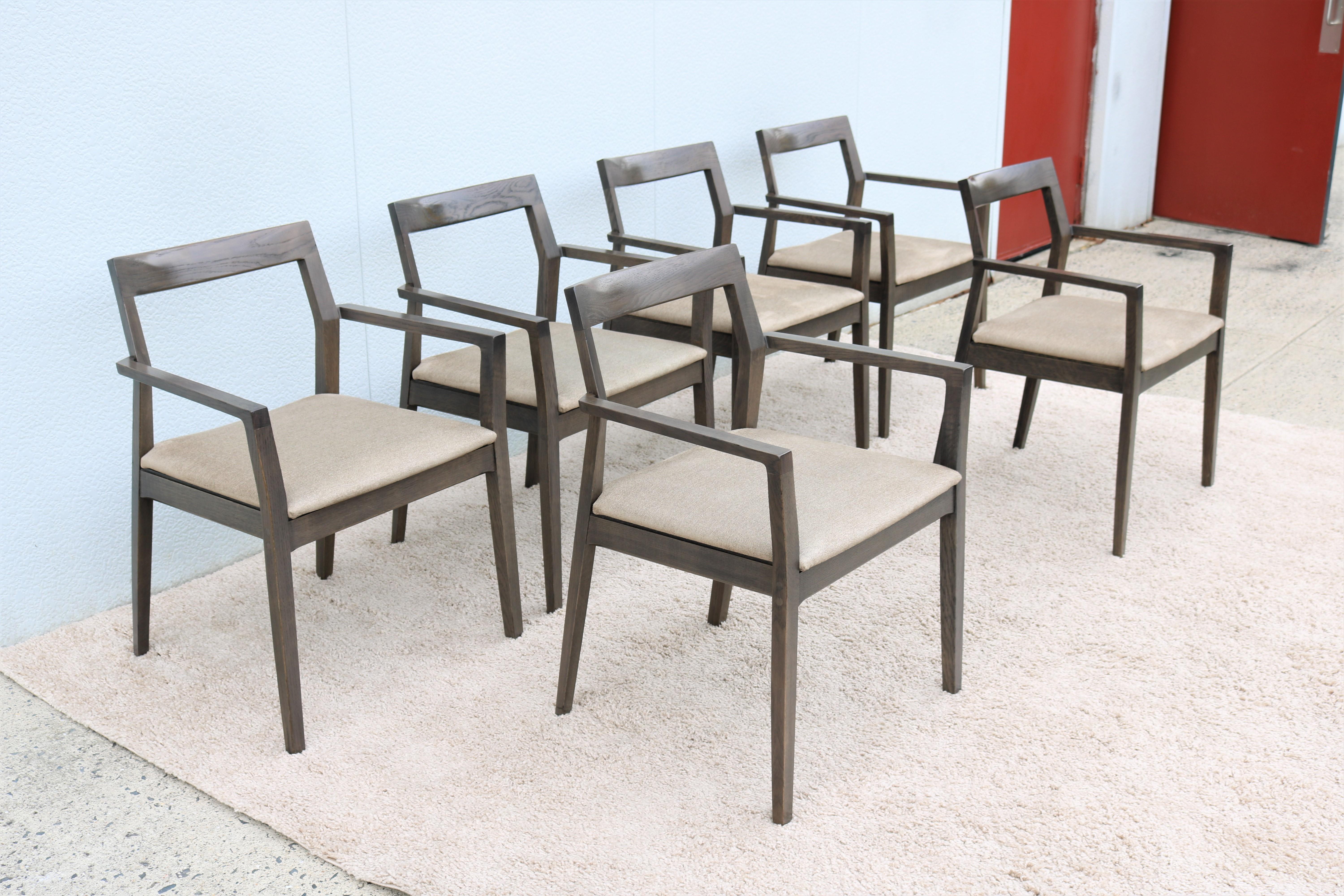 Modern Contemporary Marc Krusin for Knoll Krusin Wood Side Dining Armchair, Set of 6 For Sale