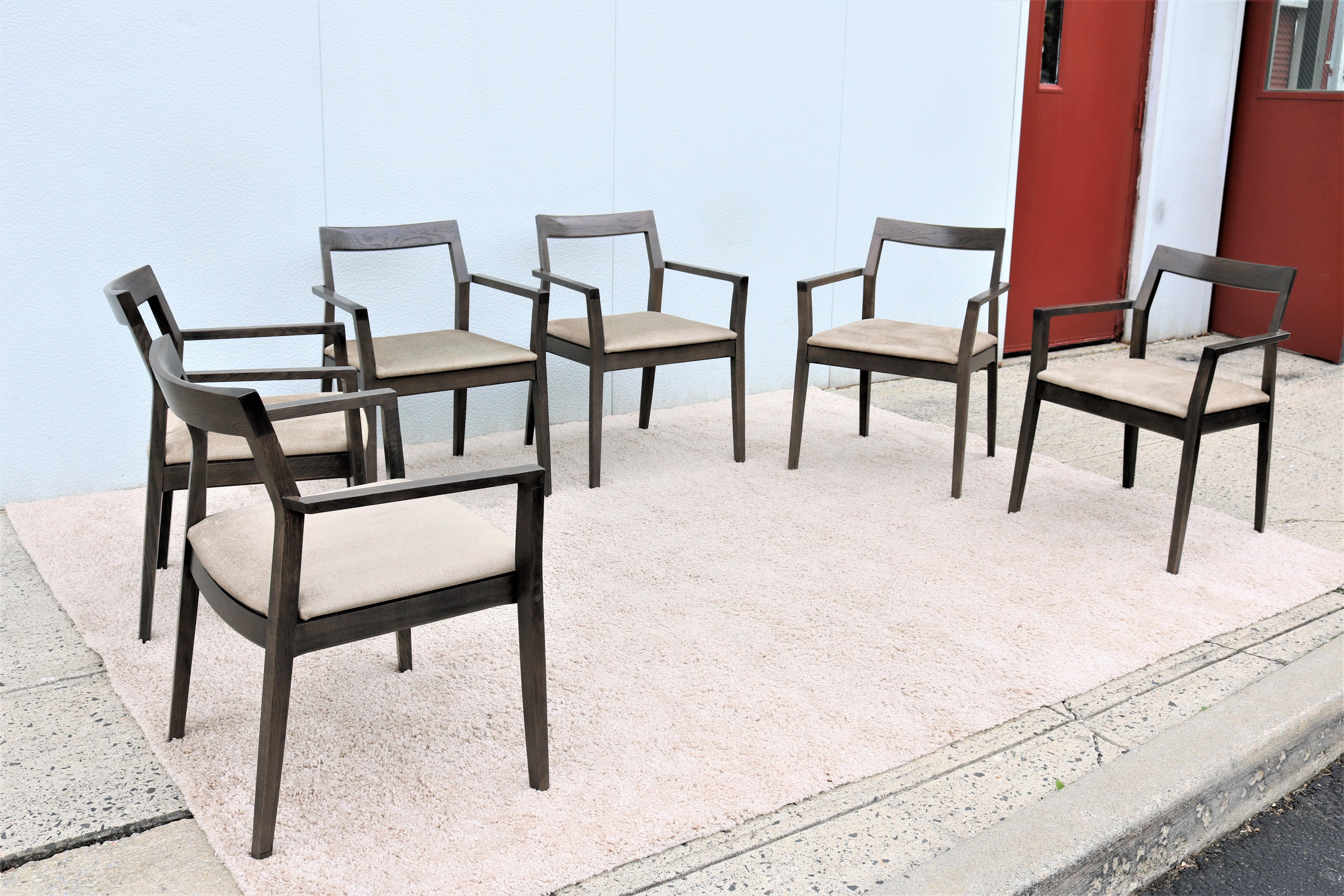 American Contemporary Marc Krusin for Knoll Krusin Wood Side Dining Armchair, Set of 6 For Sale