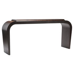 Contemporary Marci Console Table in Ebonised Walnut and Brass